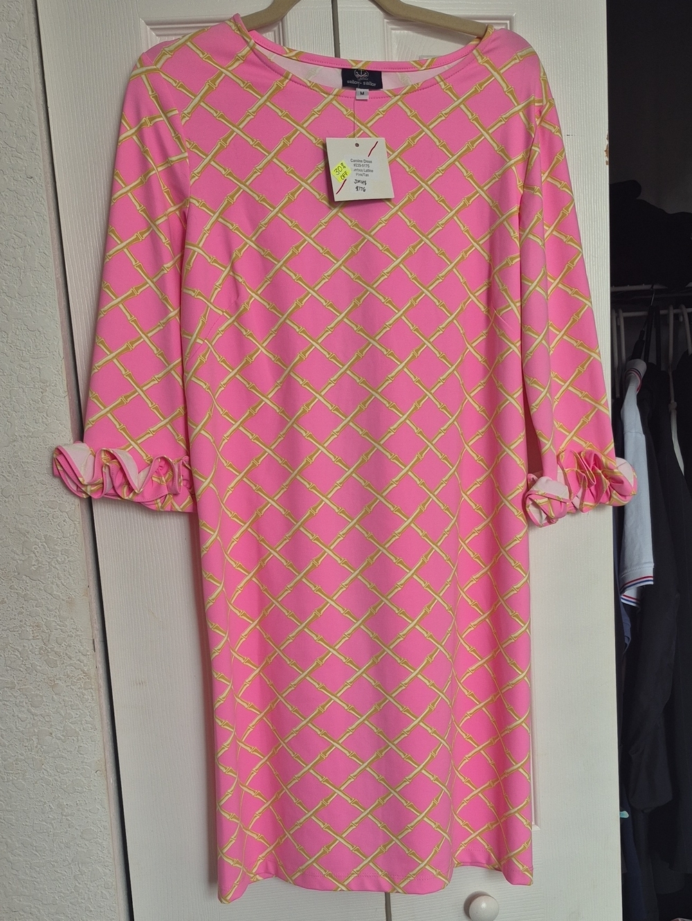 Nwt Sailor Sailor Caroline Dress Bamboo Lattice Pink/tan